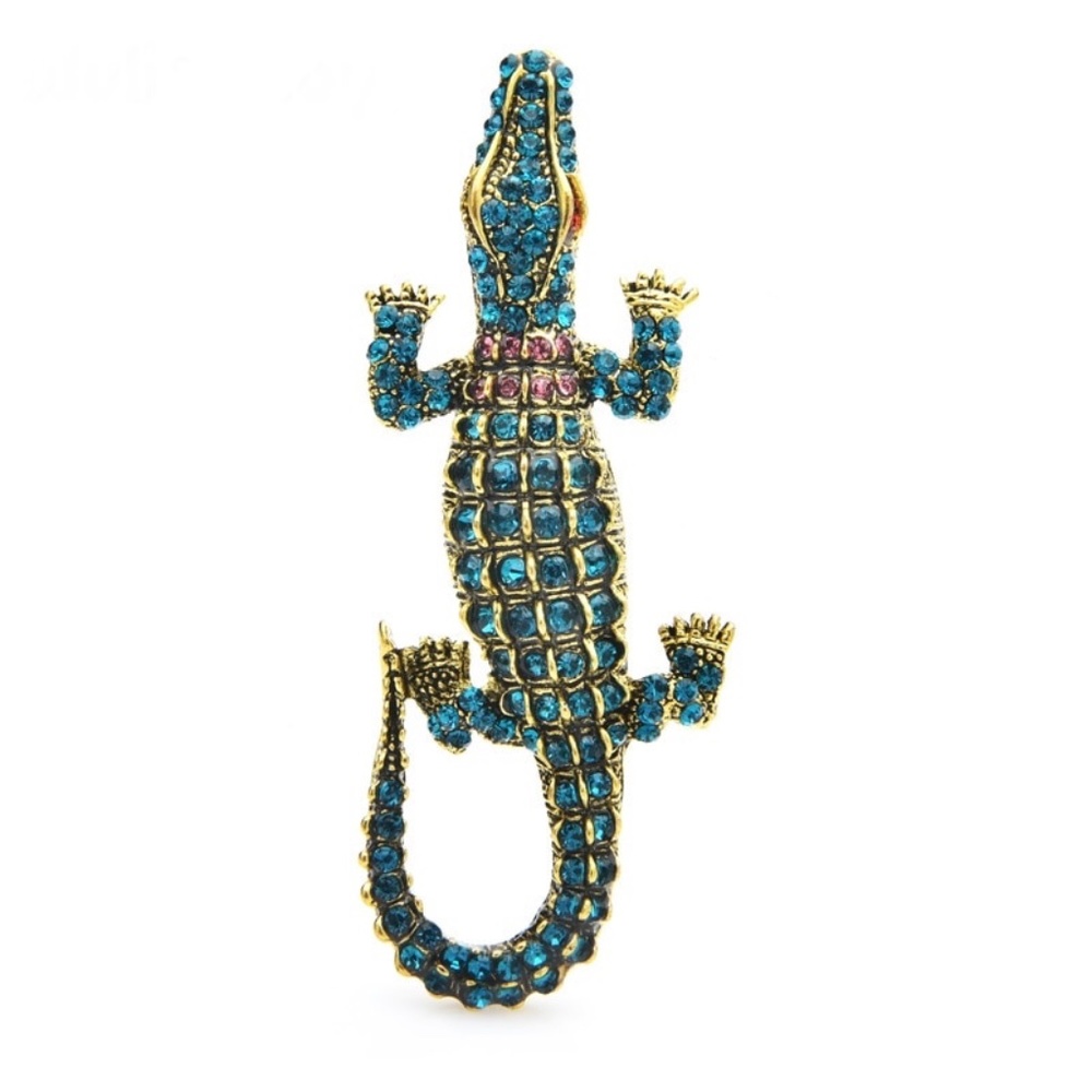 Unique vintage style crocodile brooch